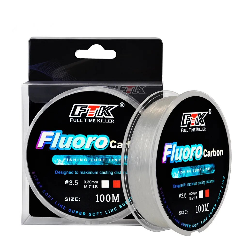 Copolymer Line - สายตกปลาเหยื่อฟลูออโรคาร์บอน 100 ม., ตกปลาคาร์บอนไฟเบอร์, ตกปลาป่า, ตกปลาทะเล,