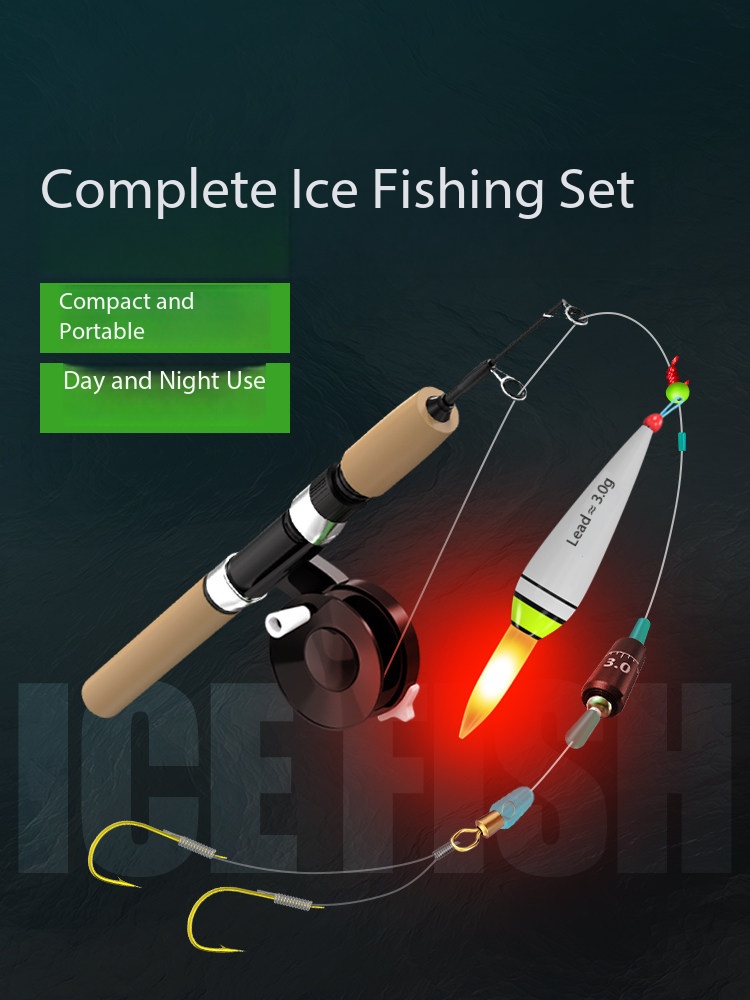 Ice Fishing Line - ชุดคันเบ็ดตกปลาน้ำแข็งแบบใหม่ ขนาดสั้นพิเศษ มินิ แบบยืดหดได้ ML3 แบบ