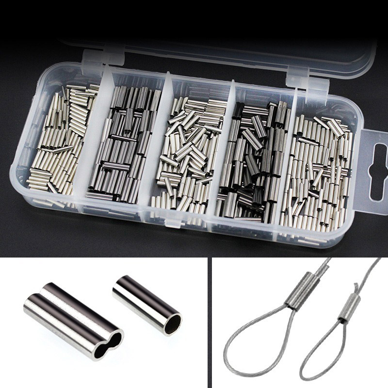 Fishing Line Box - ปลอกจีบทรงกระบอกเดี่ยว/คู่250-500ชิ้น/กล่องขั้วต่อลวดเอ็นตกปลาท่อทองแดงกลมท่อทองแดงแบบผสม