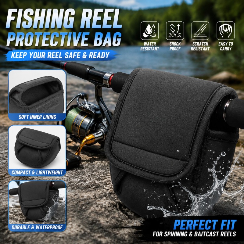 Fishing Line Spooler - กระเป๋าป้องกันรอกตกปลา กระเป๋าใส่รอกสปินนิ่ง สำหรับรอกขนาด 500-8000 อุปกรณ์จัดเก็บอุปกรณ์ตกปลาสำหรับกิจกรรมกลางแจ้ง