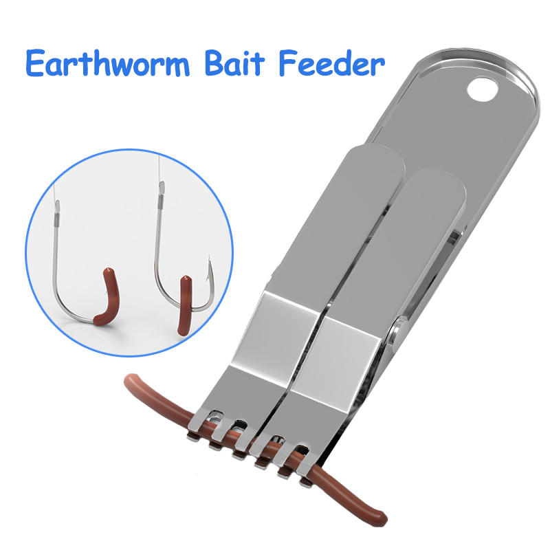 Fishing Line Dispenser - อุปกรณ์ตกปลา 1 ชิ้น - คลิปให้อาหารด่วนไส้เดือนสแตนเลส/หนอนแดง