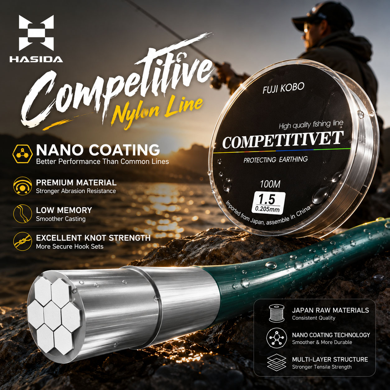 ฮาซิดะ ฟูจิ โคโบ ไนลอน นำเข้าจ - Copolymer Line บทวิจารณ์และราคา